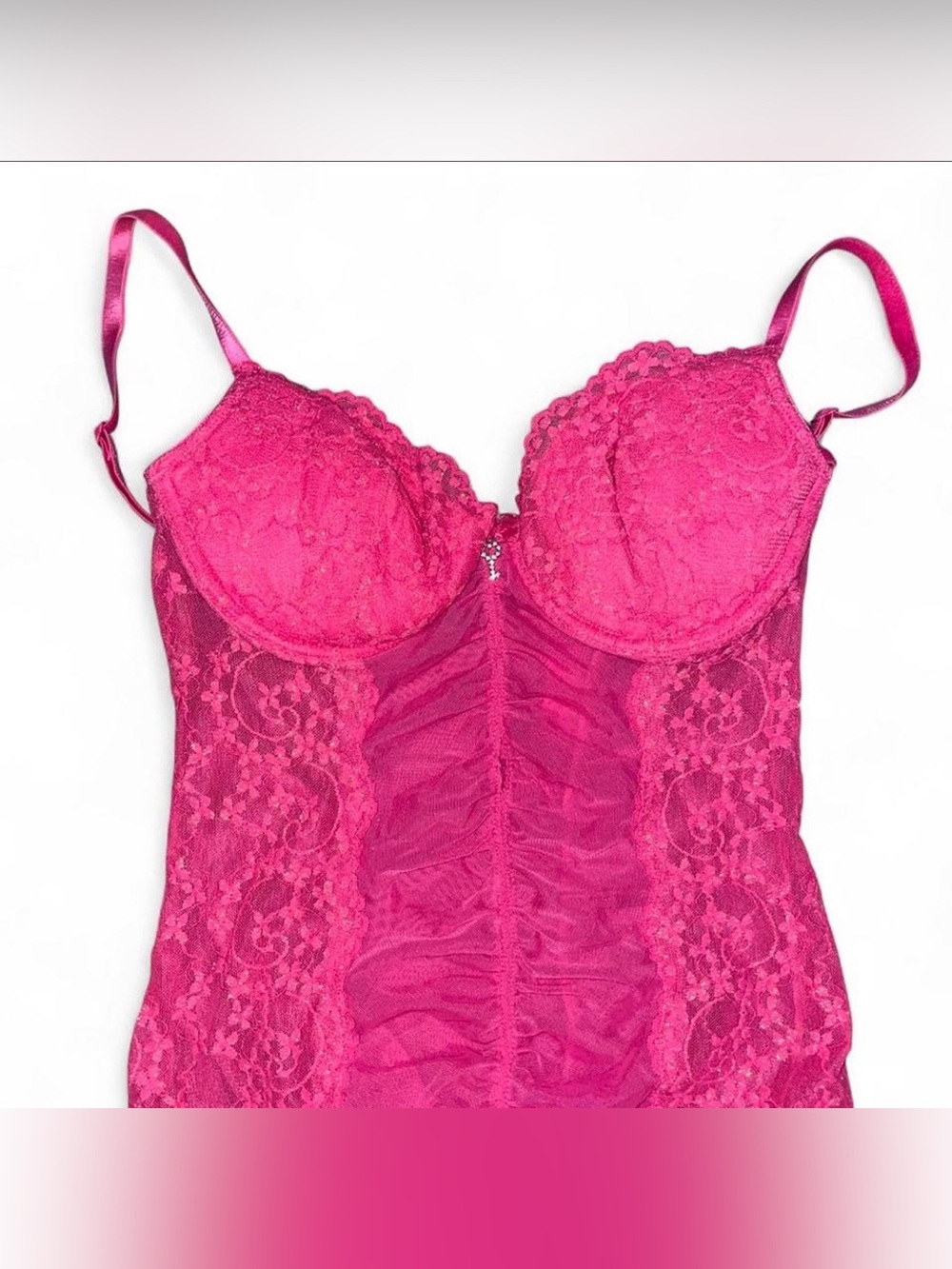 Victoria's Secret Fuchsia Lace Bustier Slip